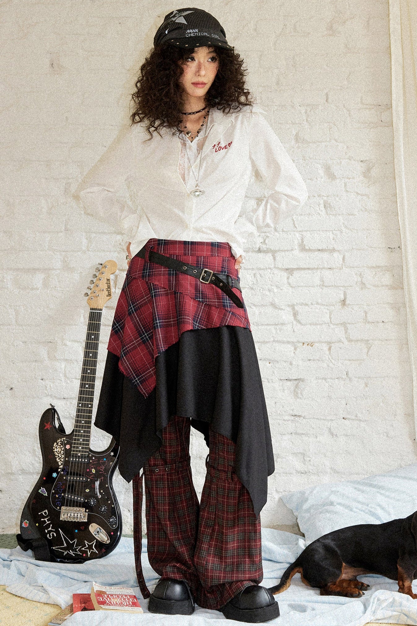 Karierter Patchwork-A-Linien-Rock