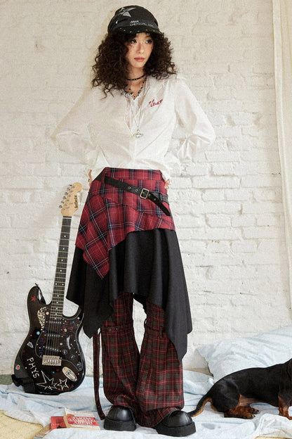 Karierter Patchwork-A-Linien-Rock