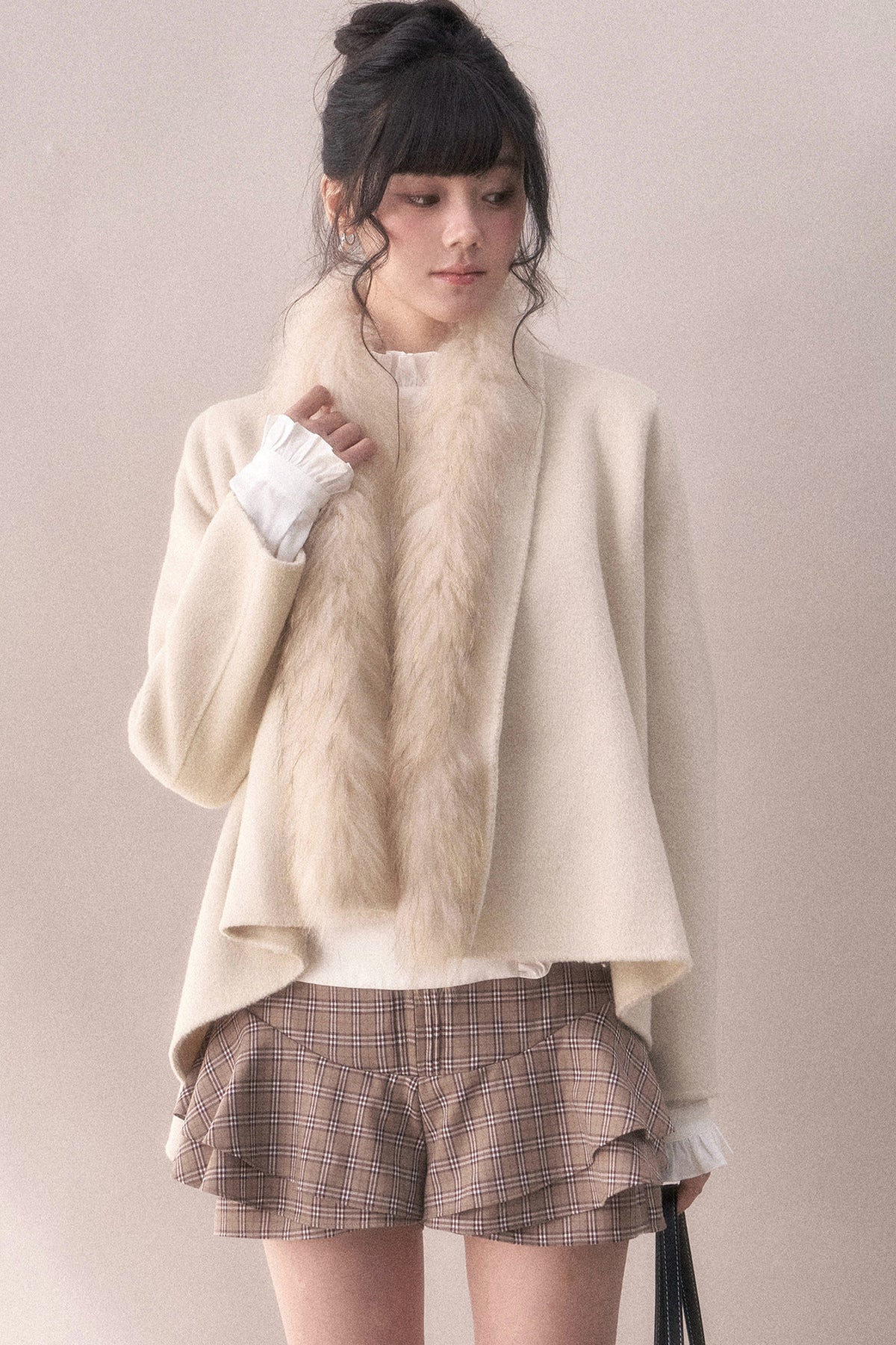 Multi-Layered Ruffled Brown Plaid Skirt