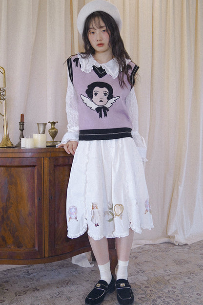 Angel Print Knit Vest