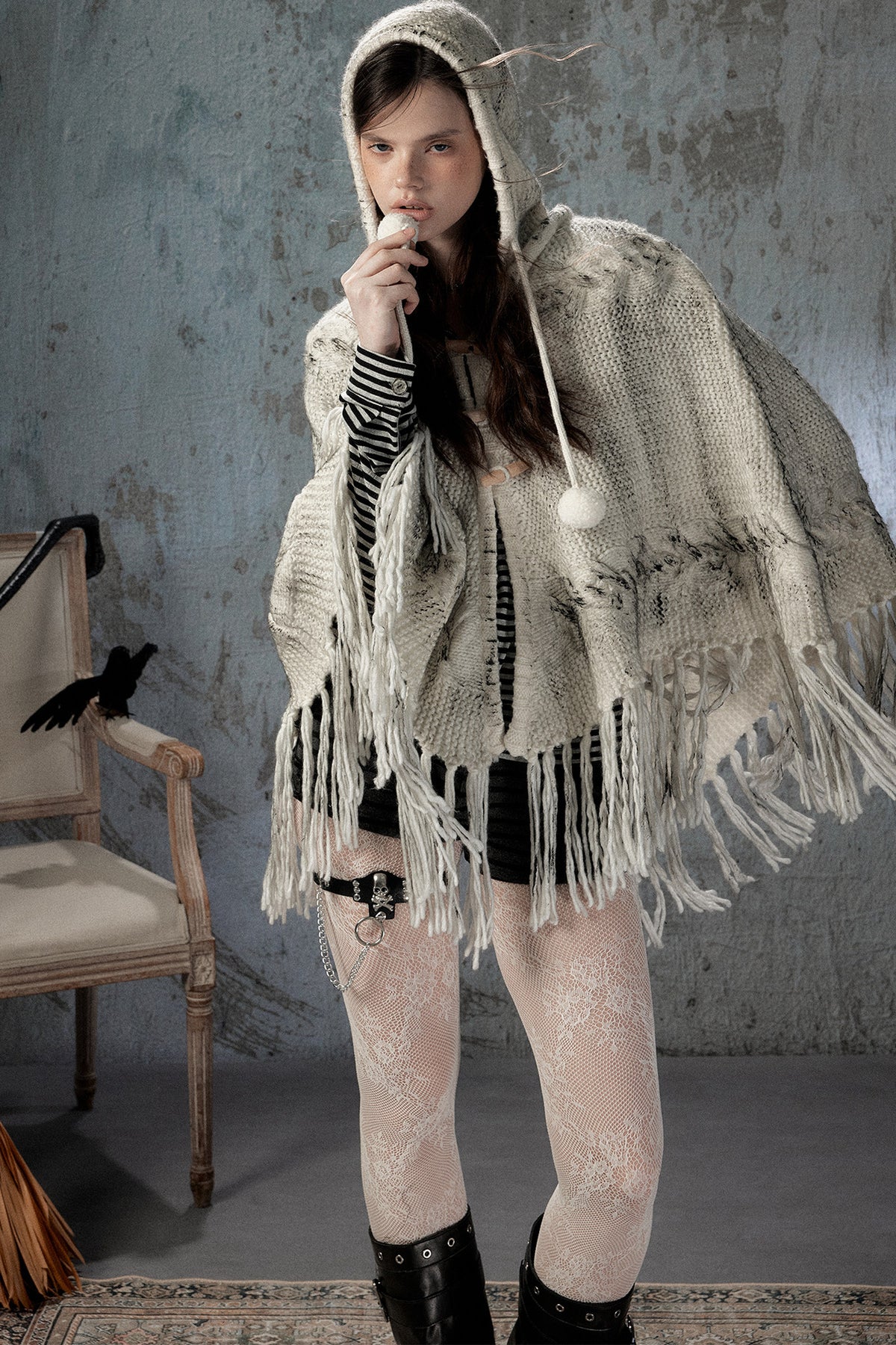 Knitted Hooded Cape