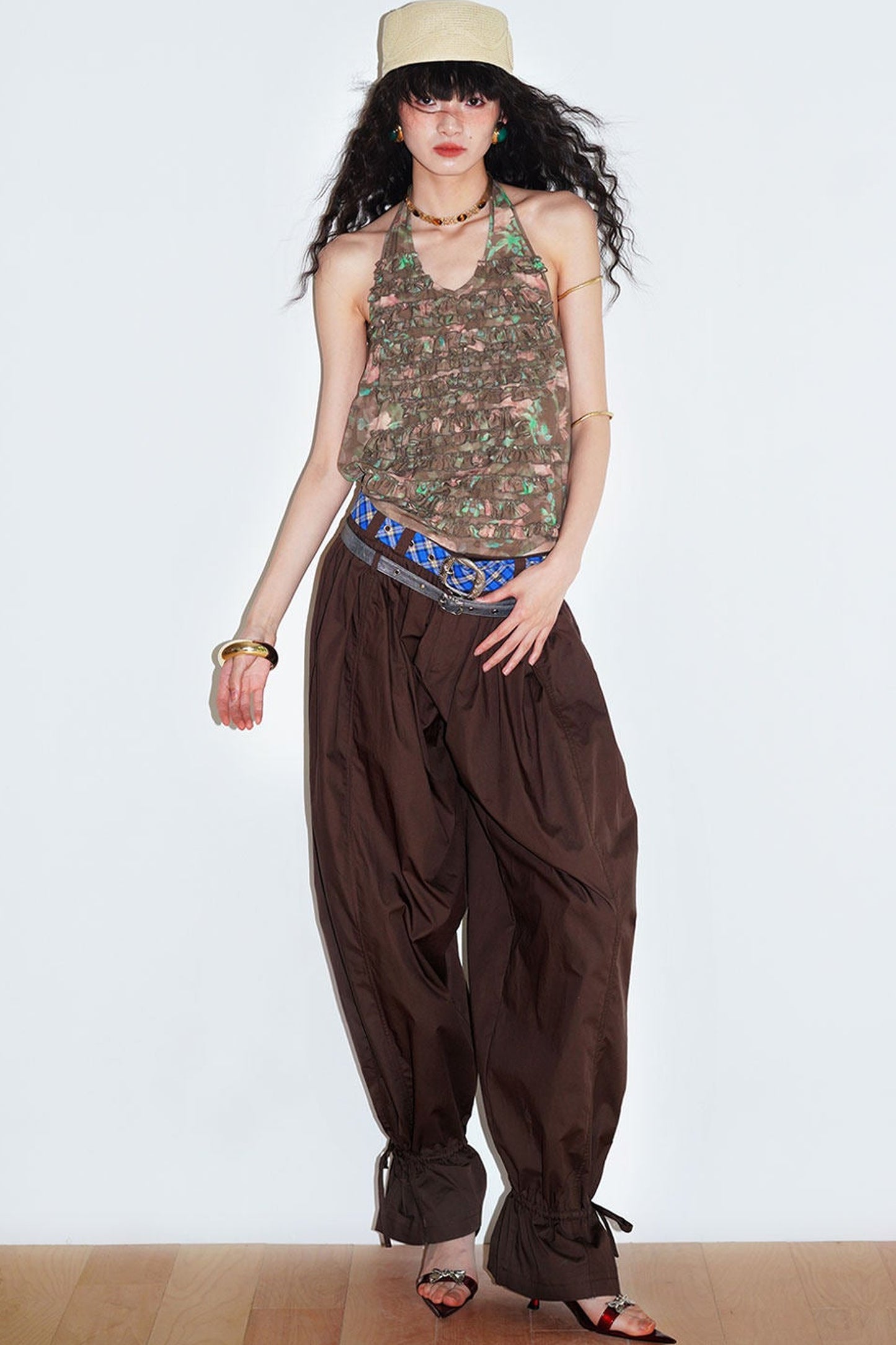Retro Solid Color Balloon Pants