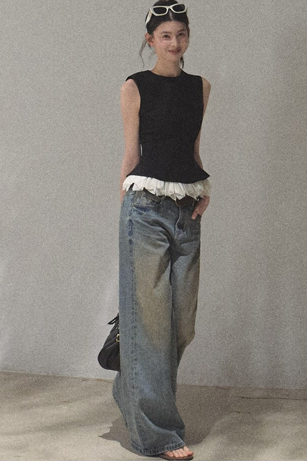 Vintage Hand-Painted Wide Leg Jeans Set