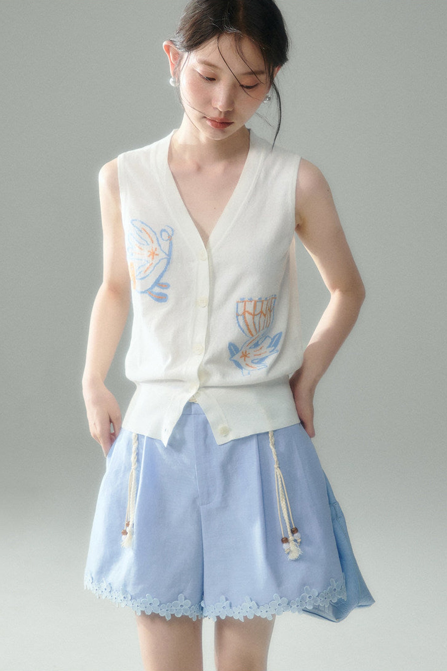 Tencel Lace Patchwork Shorts