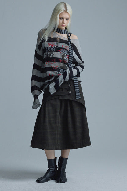 Top in maglia a righe punk a maniche lunghe