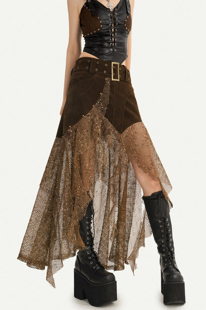 Steampunk-Wildleder-Patchwork-Rock