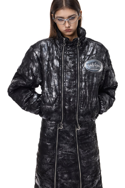 Y2K Space Black Silver Double Zipper Jacket