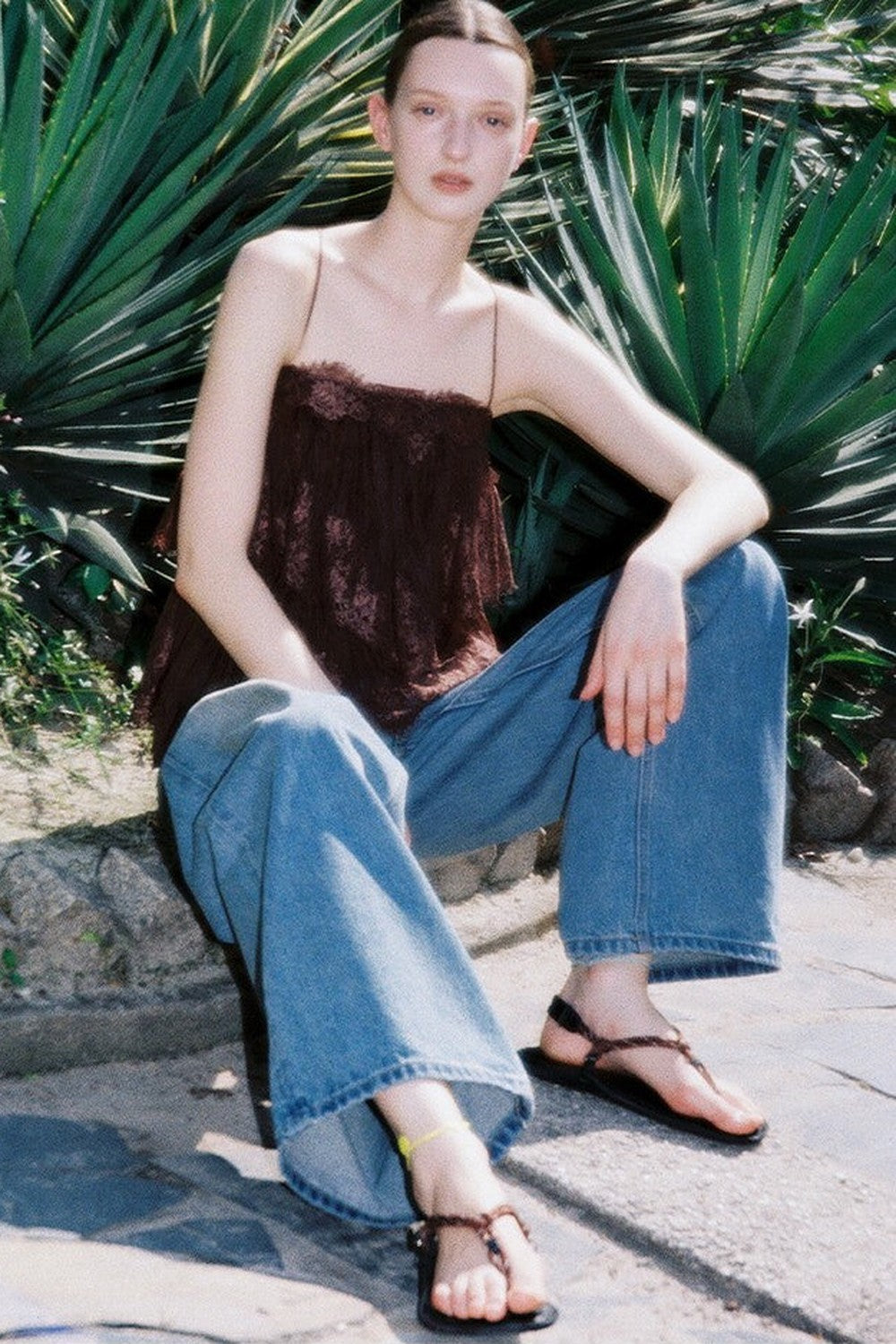 Vintage Hand-Painted Wide Leg Jeans Set