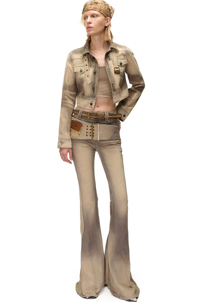 Vintage-Jeansjacke in Used-Optik, Grau