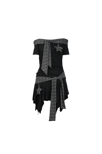 Striped Star Pendant Tie Dress