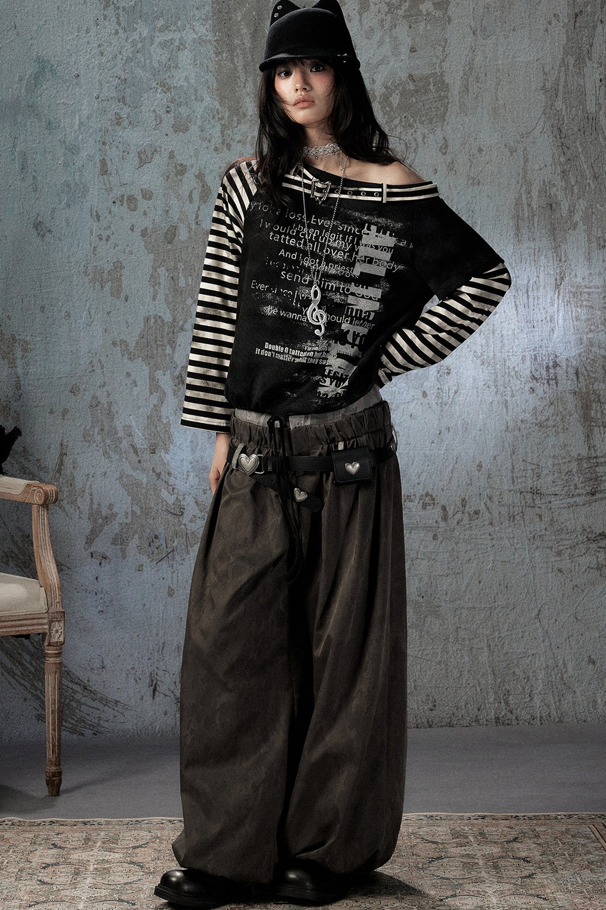 Double-Waist Belted Pants