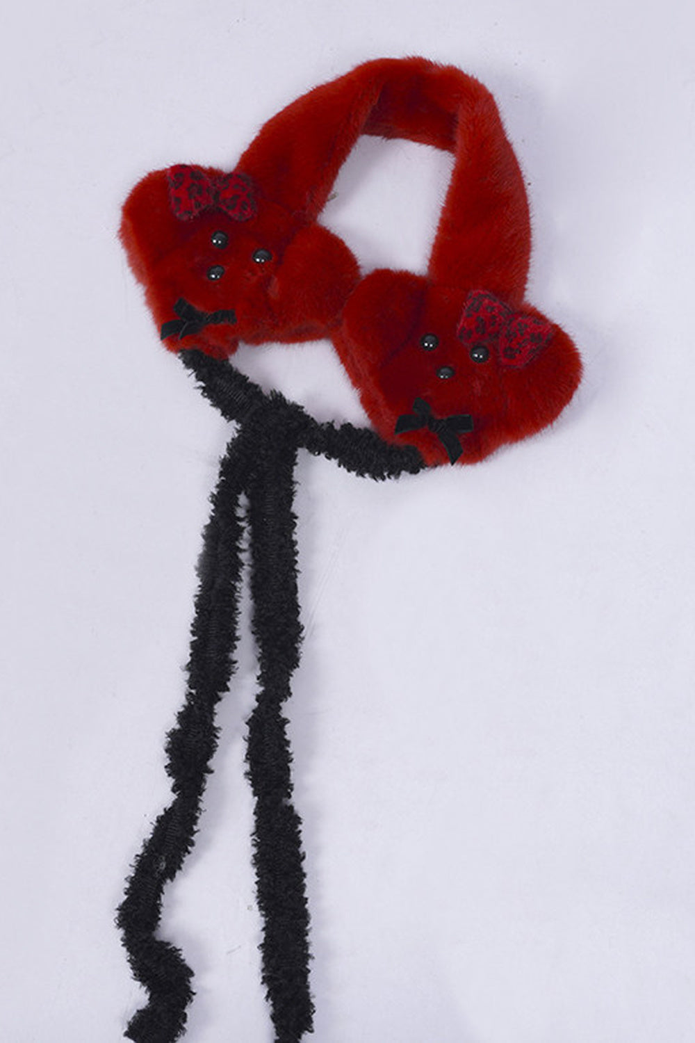 Red Plush Puppy Earmuff Scarf