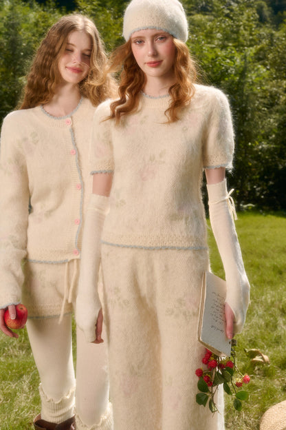 Soft Wool Knit Cardigan and Pants Set-Up