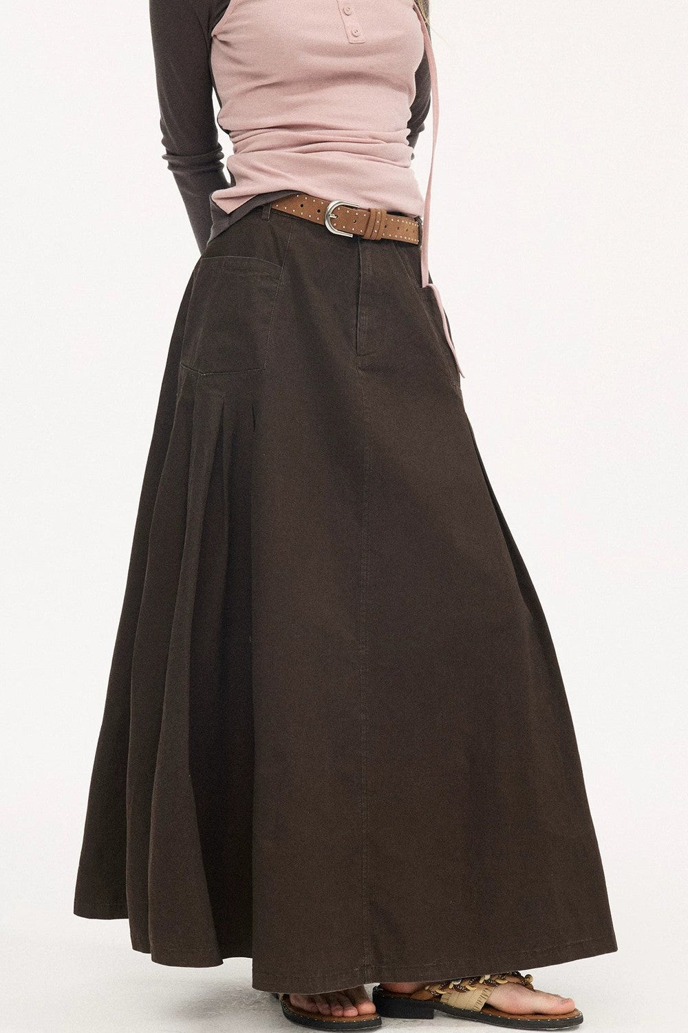 Pleated Pocket Umbrella Skirt