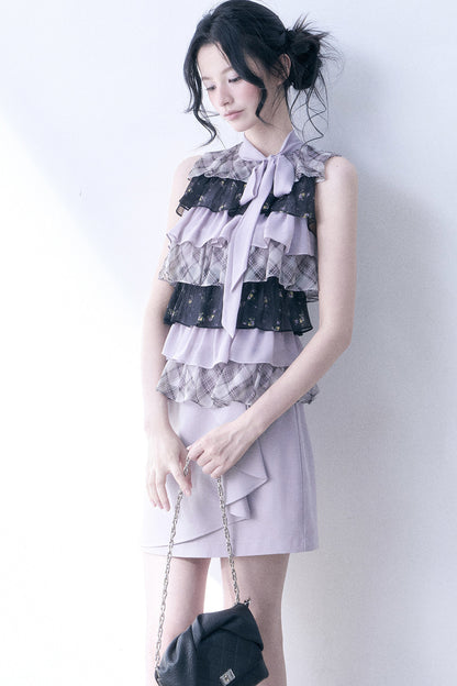 Chiffon Plaid Floral Top
