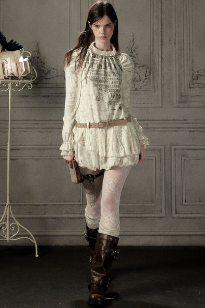 Beige Long Sleeve Halter Dress