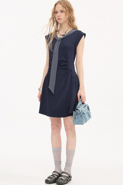 V-Neck Flutter Sleeve Dress