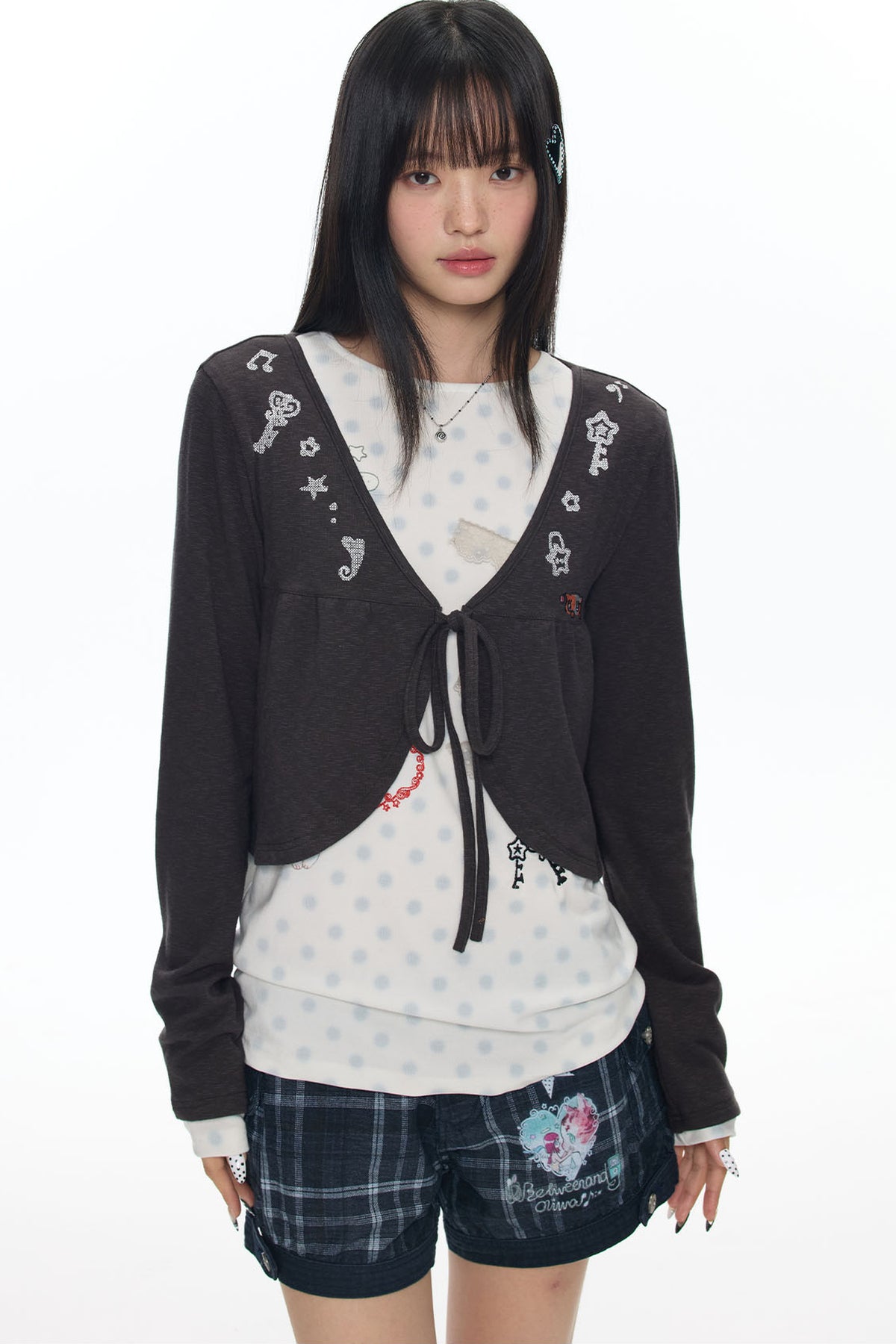 Snowflake Embroidered Cashmere Cardigan
