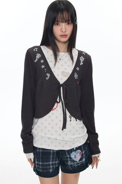 Snowflake Embroidered Cashmere Cardigan