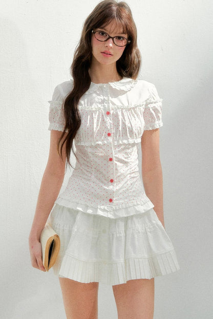 Cotton Linen Polka Dot Blouse