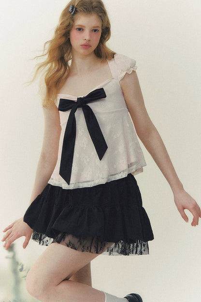 Summer Square Neck Bow Blouse