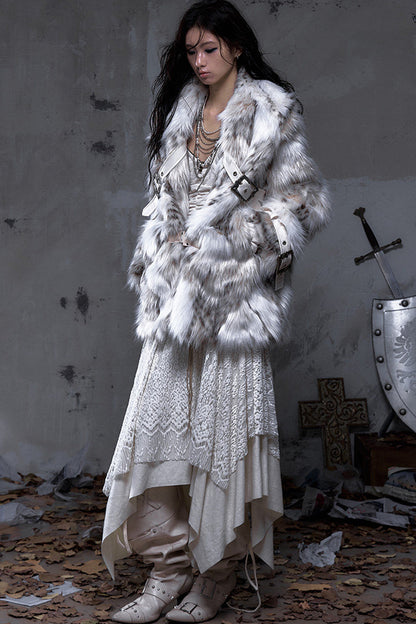Large Lapel Faux Fur Coat