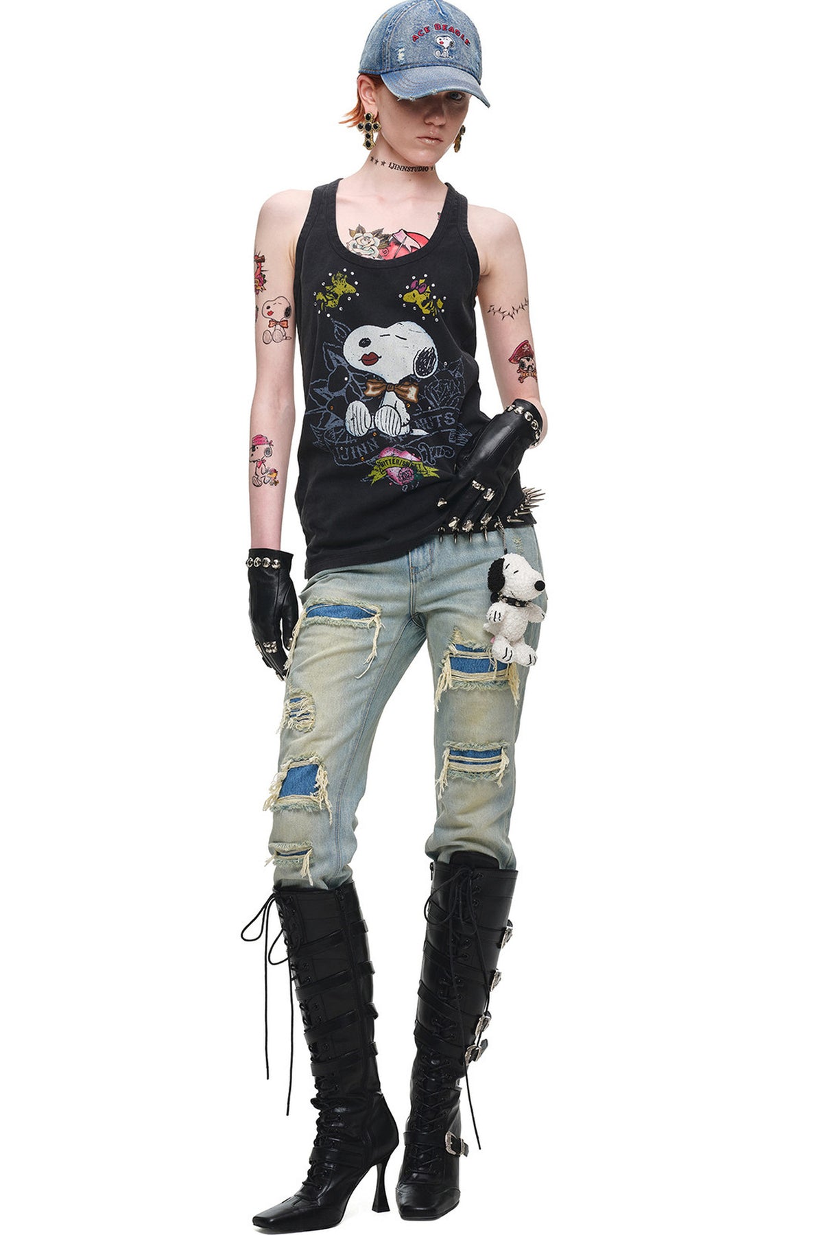 Heavy Distressed Straight Jeans