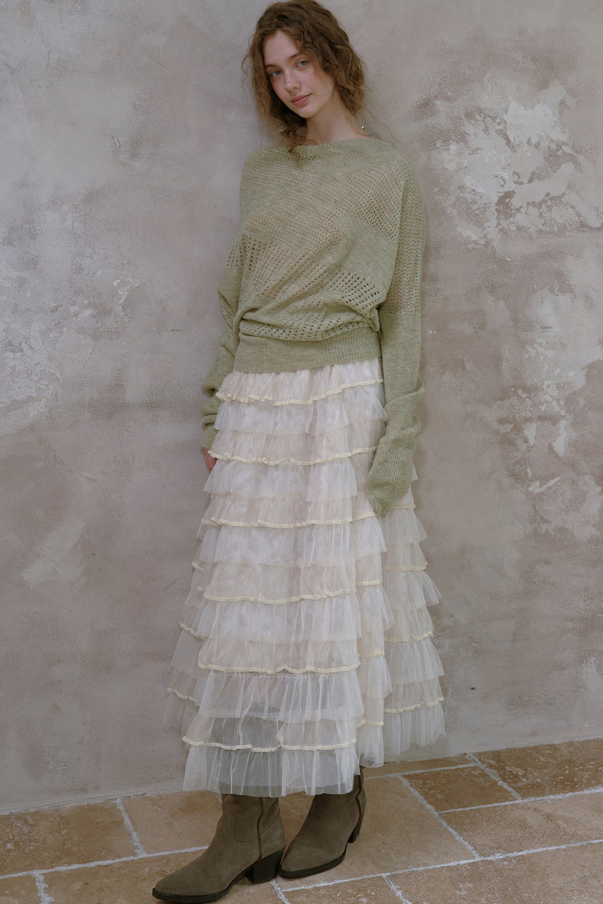 Off-Shoulder Wool Batwing Knit Top