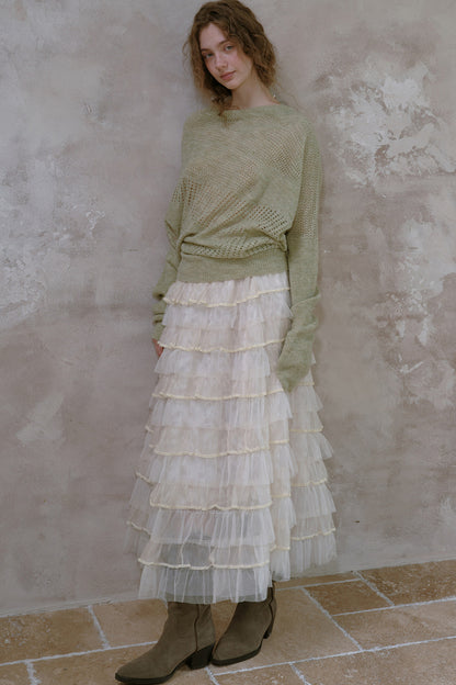 Off-Shoulder Wool Batwing Knit Top