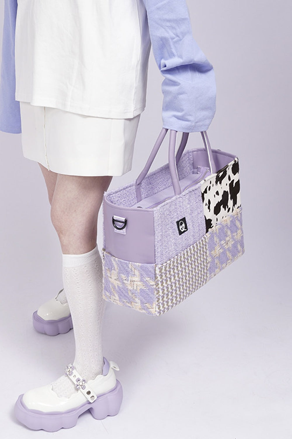 Y2K Leather Contrast Tote Bag