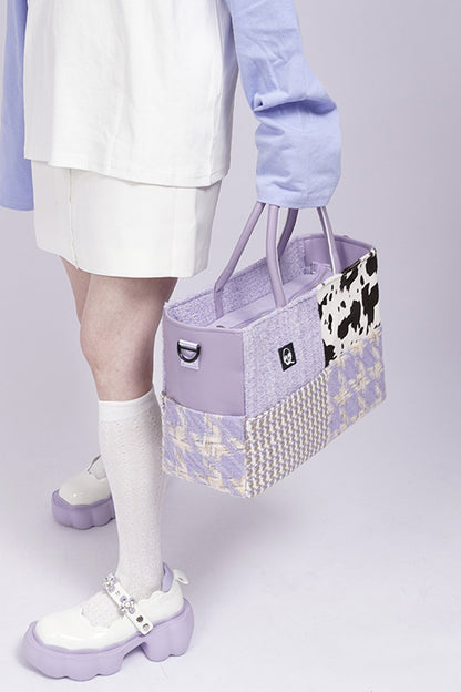 Y2K Leather Contrast Tote Bag