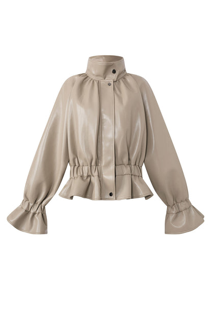 Ruffled Punk Leather Jacket