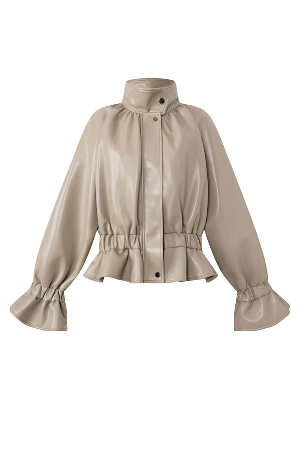 Ruffled Punk Leather Jacket
