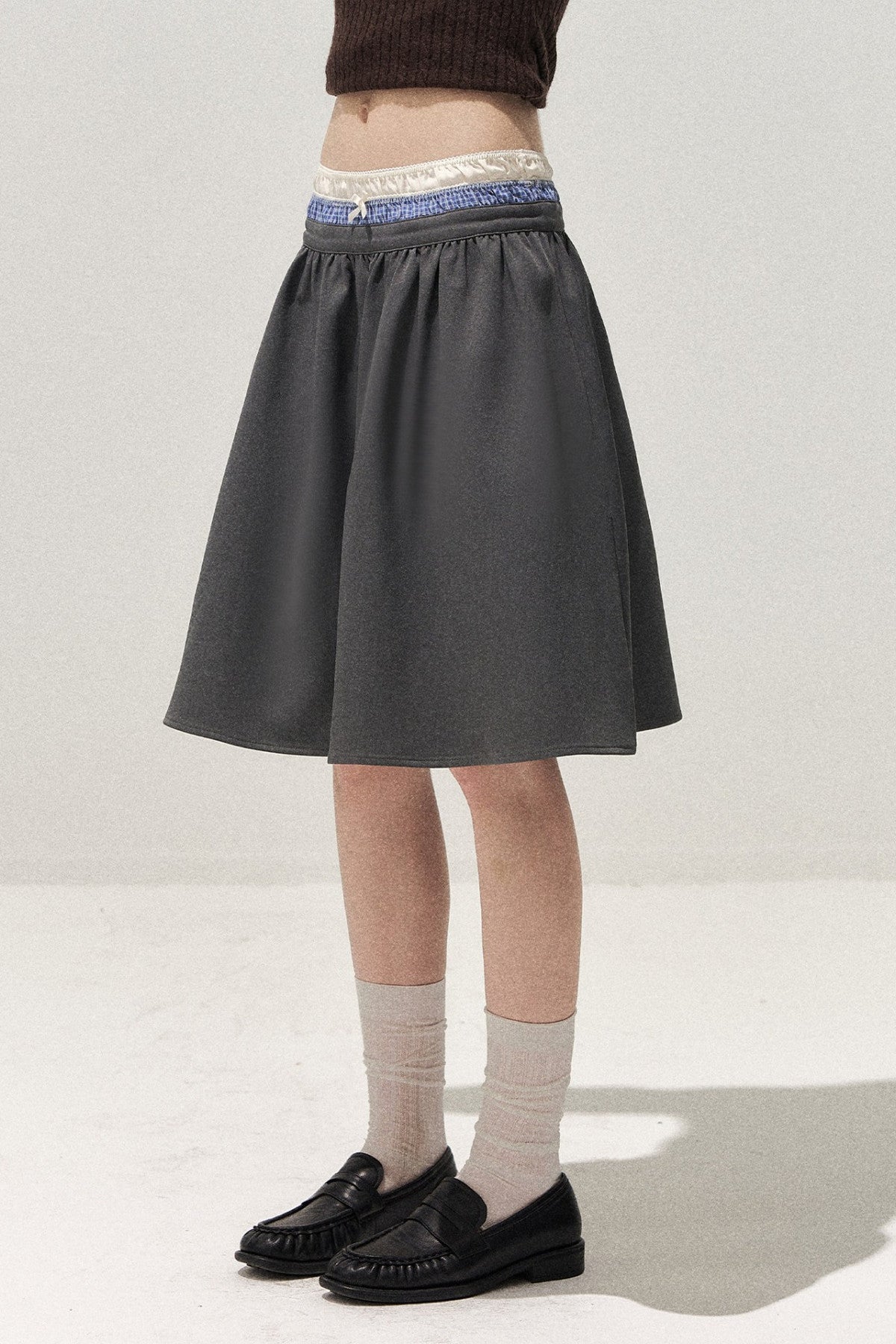 Spliced Waist A-Line Skirt