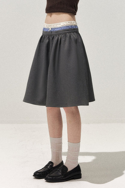 Spliced Waist A-Line Skirt