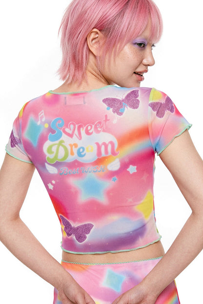 Dopamine Rainbow Mesh Dress