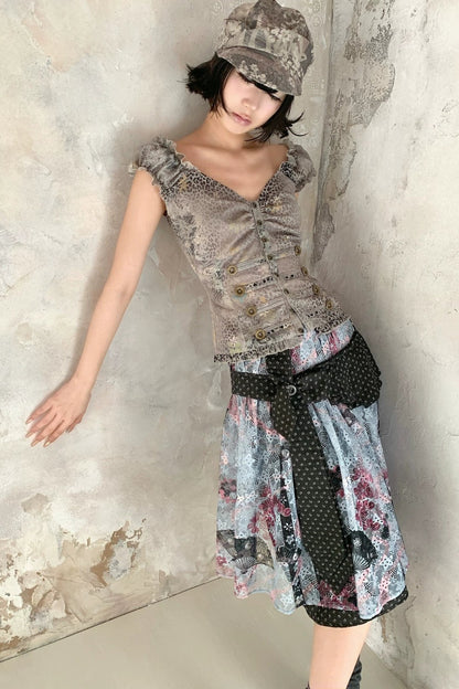 Floral Leopard Vintage Top