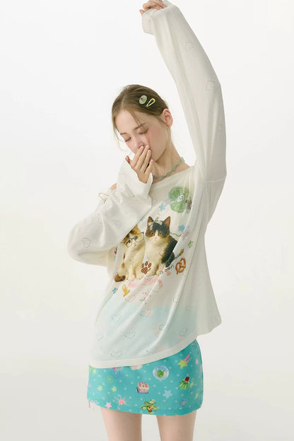 Cat Island Heart Cut-Out Blouse