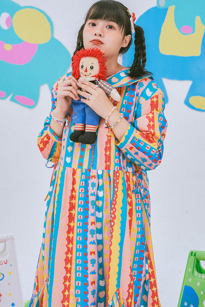Langarmkleid mit Kindergarten-Paradies-Print