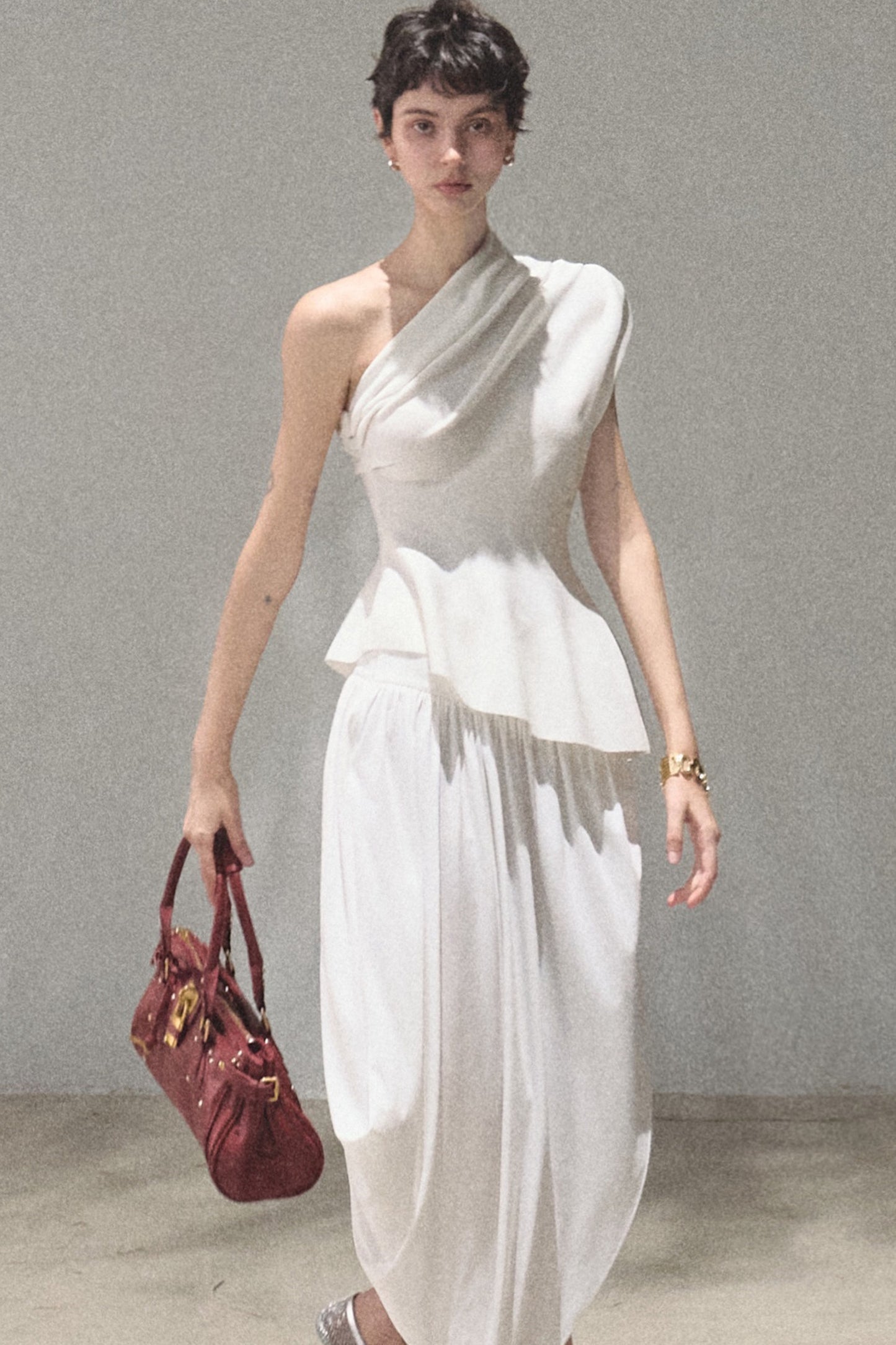 Irregular High-Waisted Slit Skirt
