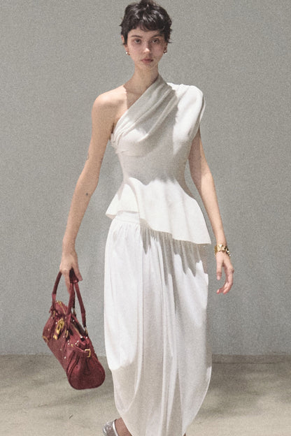 Irregular High-Waisted Slit Skirt