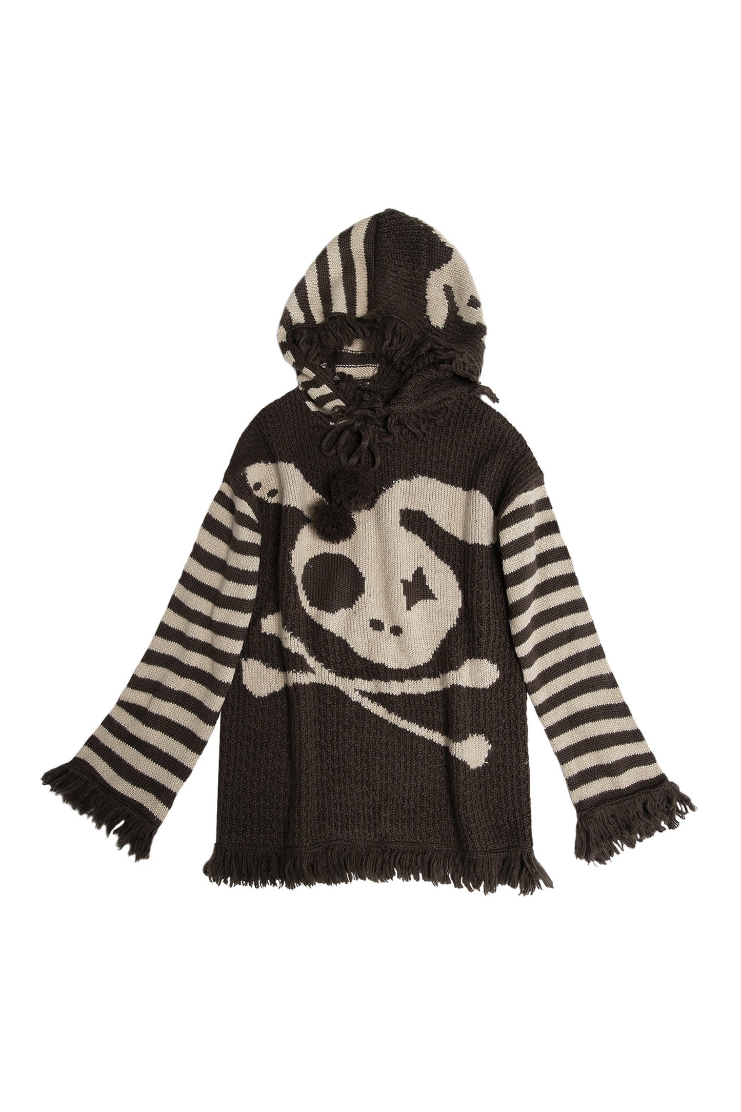 Skull Rabbit Hooded Knit Blouse