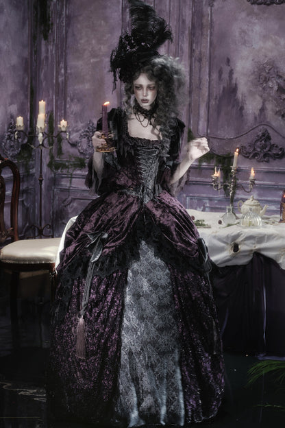Gothic Dark Purple Bustle Skirt Set-Up