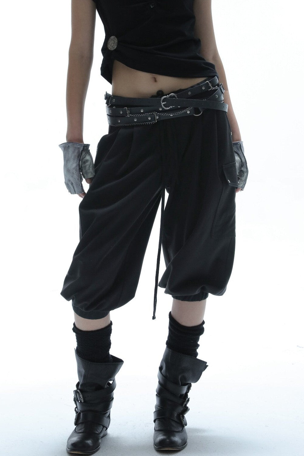 Equestrian Cargo Pleated Cuffed Pants