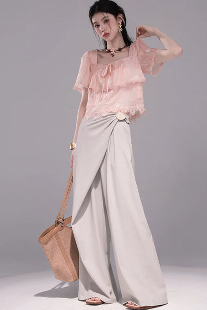 Cloudy Pink Ruffle Blouse