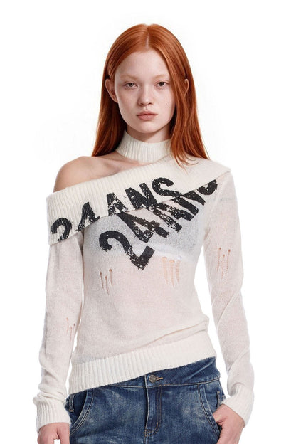 Worn Rubber Print Knit Top