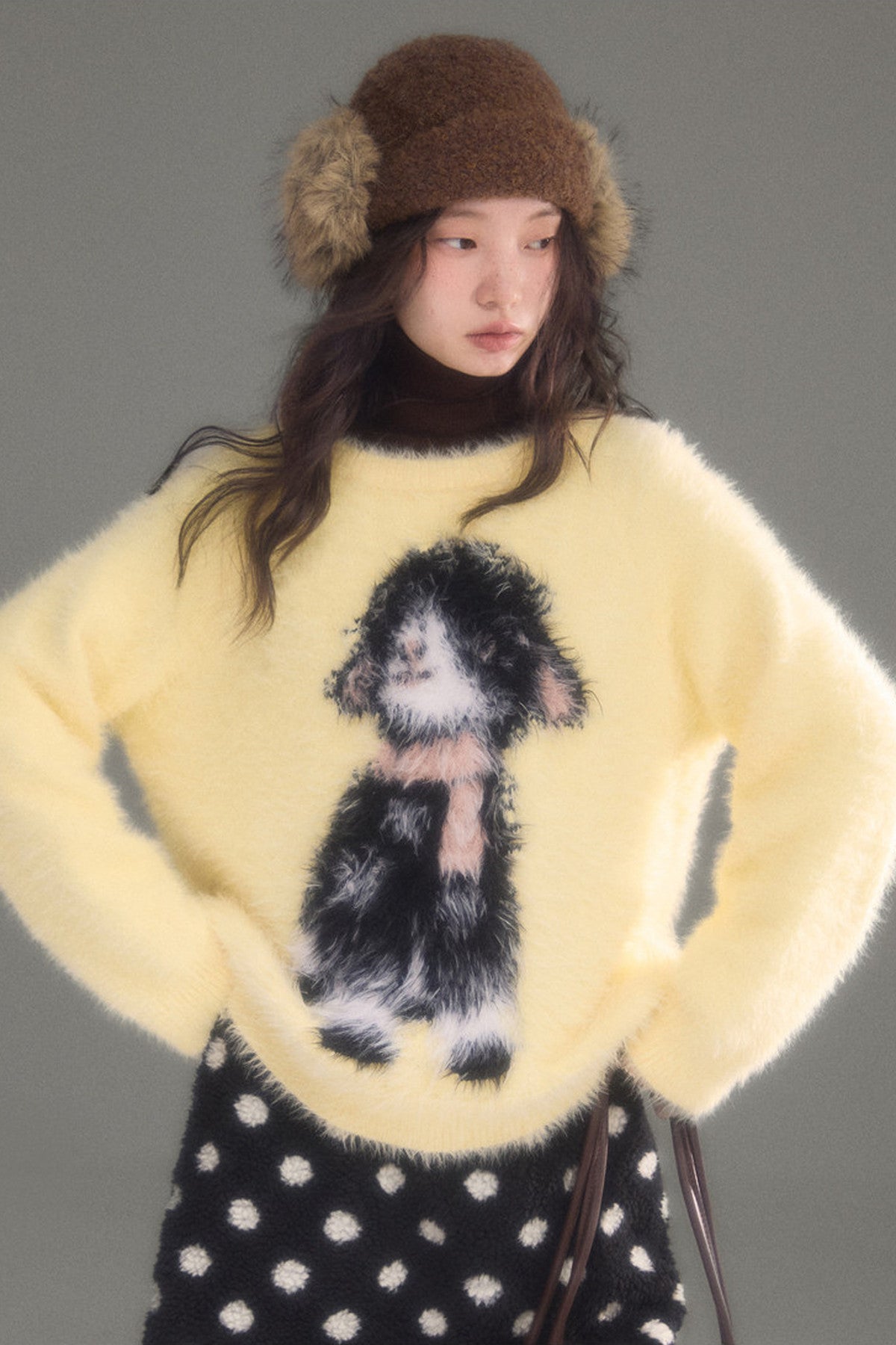 Eared Lamb Faux Mink Pullover Sweater