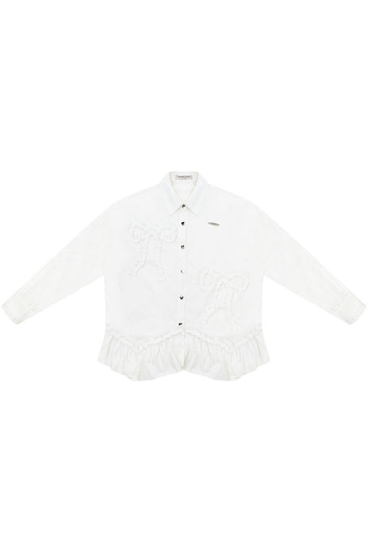 Lace Hem Bow Shirt