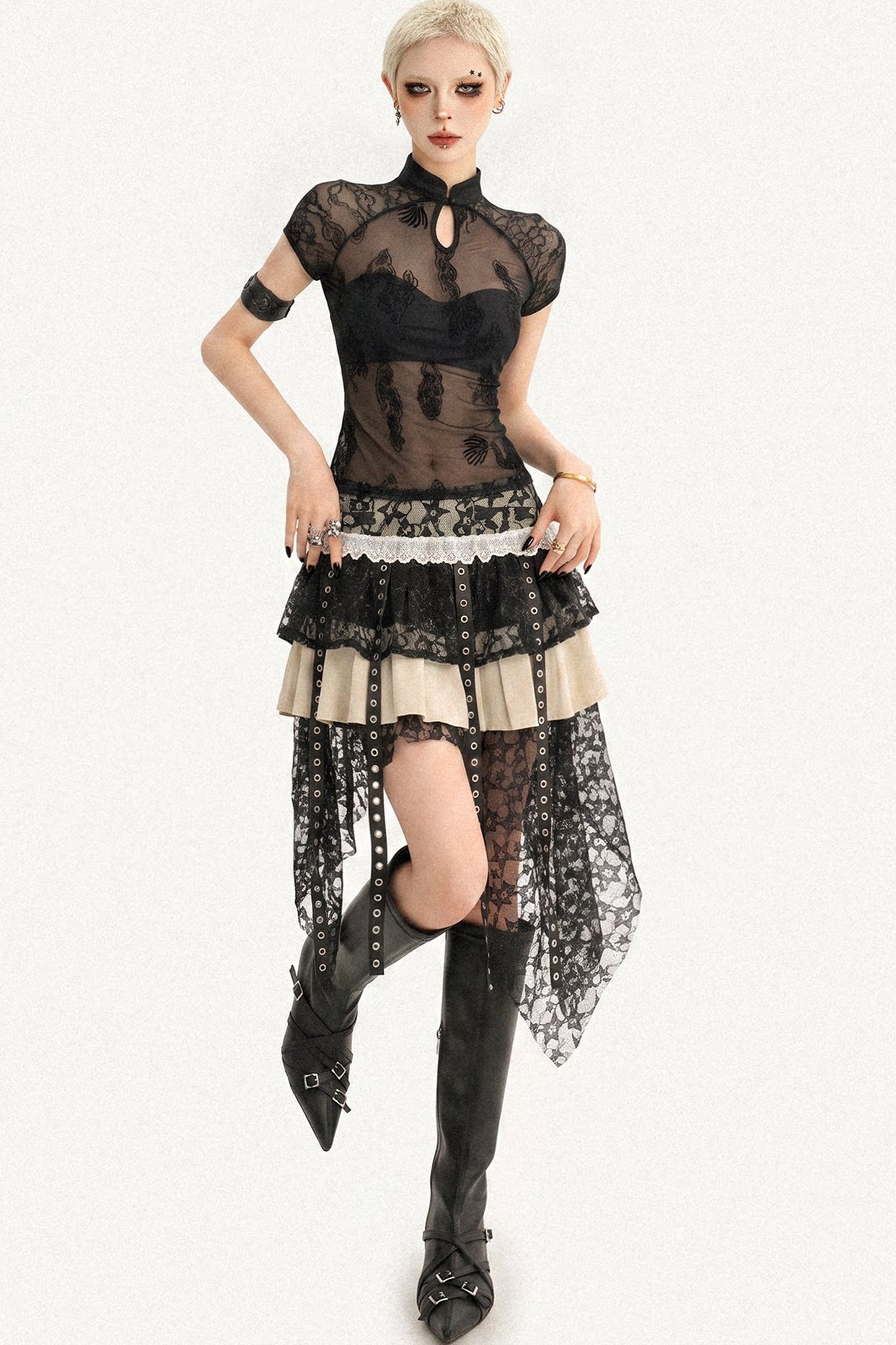 Gothic Lace Patchwork Top