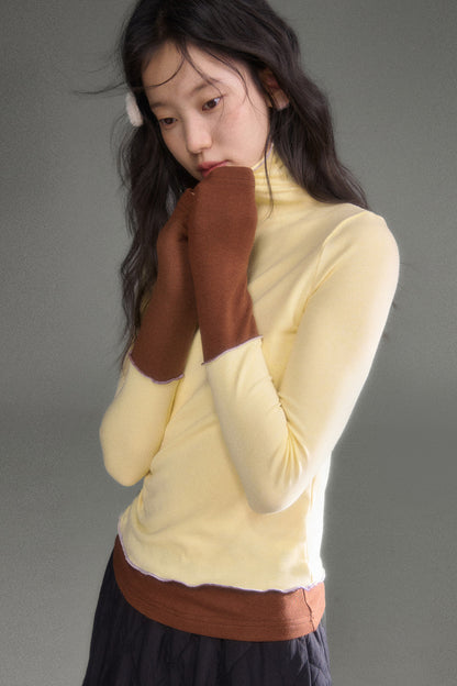 Wool Blend Color-Block Knit Top